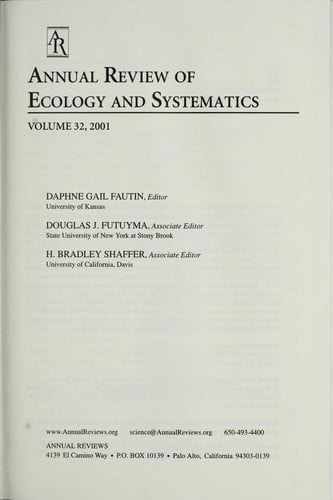 Annual review of ecology and systematics, 2001