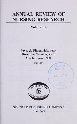 Annual review of nursing research : volume 10, 1992
