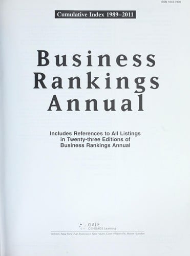 Business rankings annual cumulative index, 1989-2011