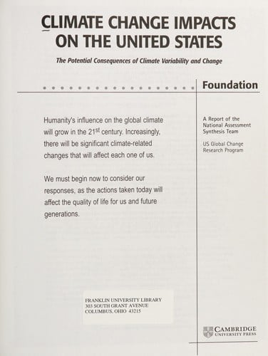 Climate change impacts on the United States