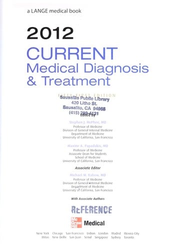Current medical diagnosis & treatment 2012