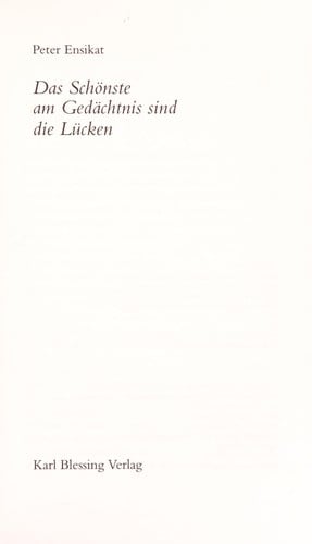 Das Sch onste am Ged achtnis sind die L ucken