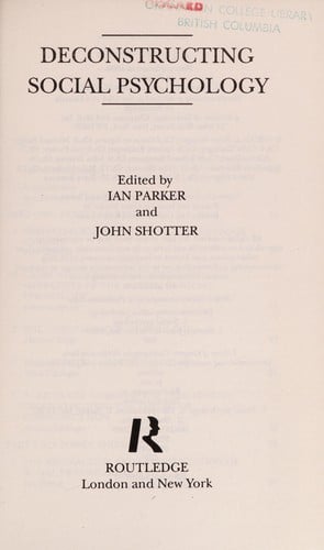 Deconstructing social psychology