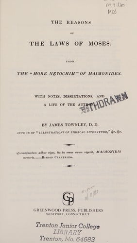 The reasons of the laws of Moses