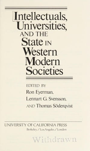 Intellectuals, universities, and the state in Western modern societies