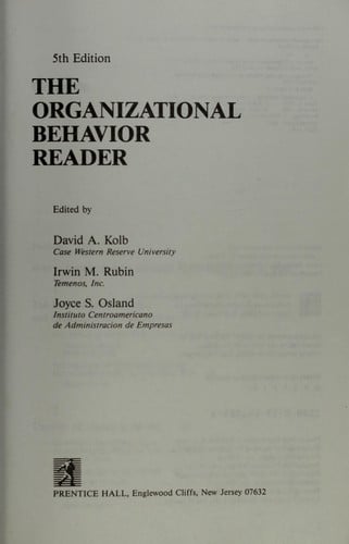 The Organizational behavior reader