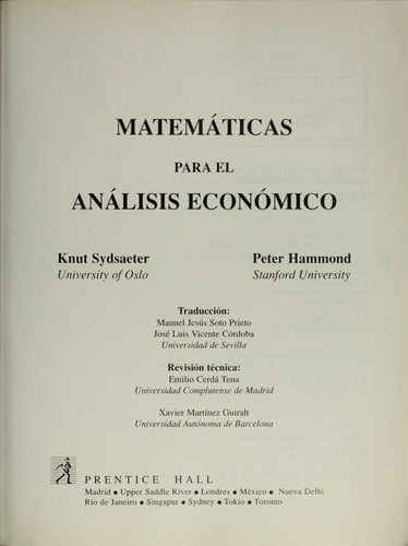 Matemáticas para el análisis económico [Texto impreso]
