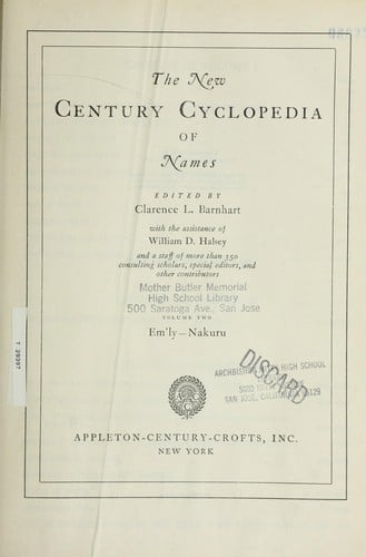 The New Century cyclopedia of names