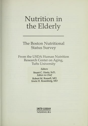 Nutrition in the elderly : the Boston Nutritional Status Survey