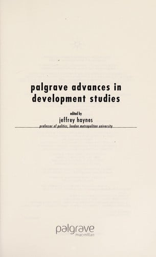 Palgrave advances in development studies