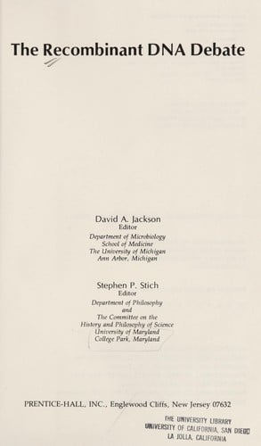 The Recombinant DNA debate