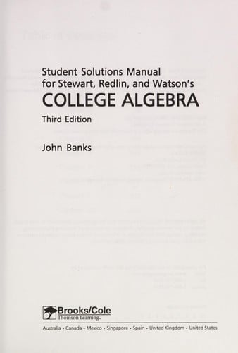 Student solutions manual for Stewart, Redlin, and Watson's College algebra