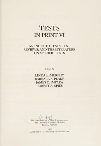 Tests in print VI