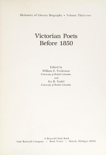 Victorian poets before 1850