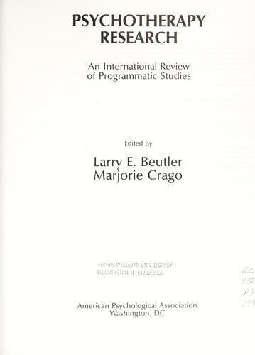 Psychotherapy research