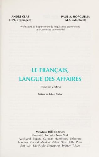 Le français, langue des affaires