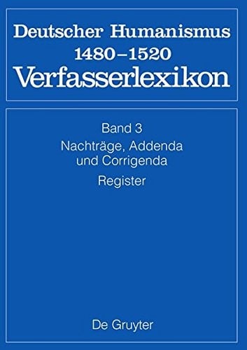 Nachtrage, Addenda, Corrigenda, Register (German Edition)