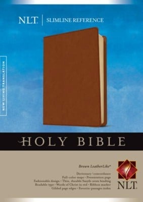 NLT Slimline Reference Bible--soft leather-look, brown