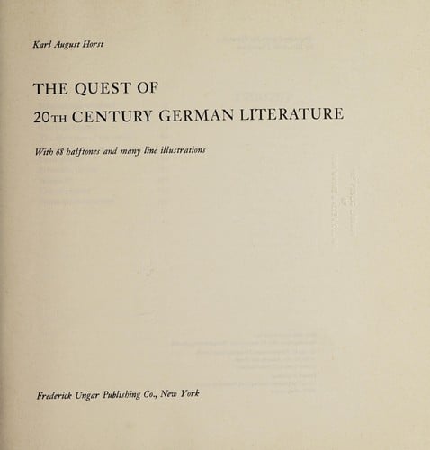 The quest of 20th century German literature