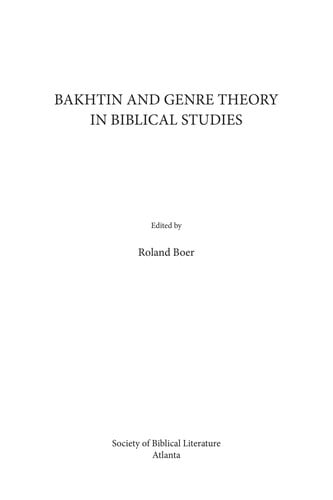 Bakhtin and genre theory in biblical studies