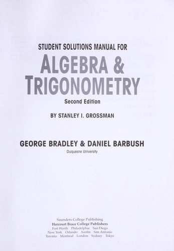 Algebra & Trigonometry (Solutions Manual)