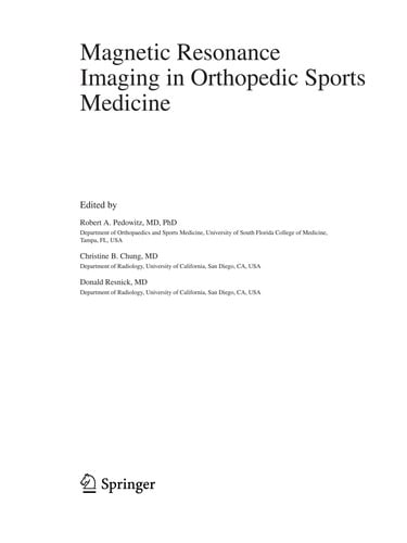 Magnetic Resonance Imaging in Orthopedic Sports Medicine