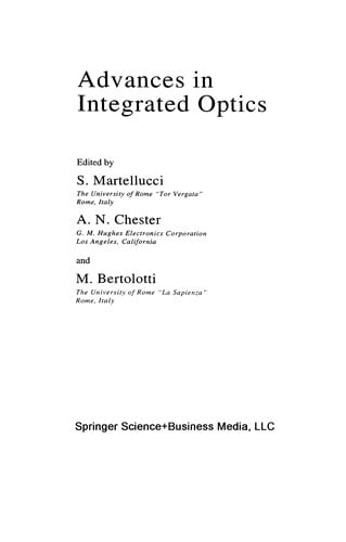 Advances in integrated optics