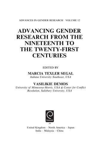 Advancing gender research from the nineteenth to the twenty-first centuries