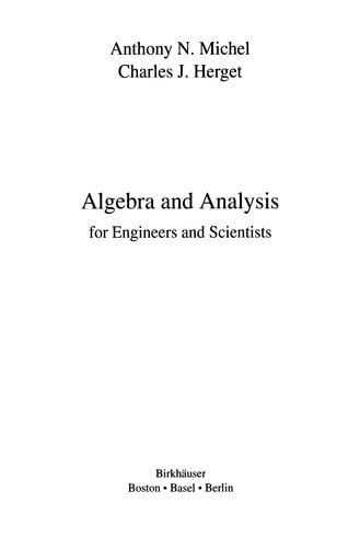Algebra and Analysis for Engineers and Scientists