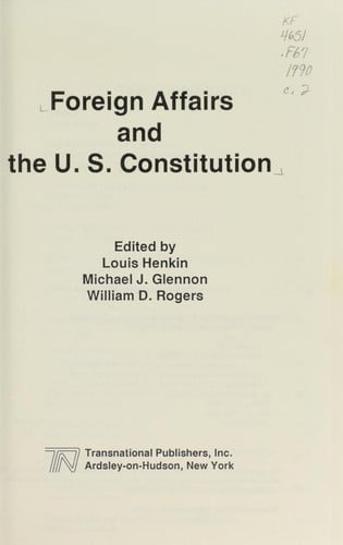 Foreign affairs and the U.S. Constitution