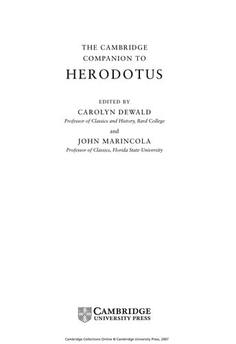 CAMBRIDGE COMPANION TO HERODOTUS; ED. BY CAROLYN DEWALD