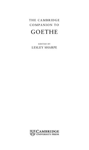The Cambridge Companion to Goethe (Cambridge Companions to Literature)