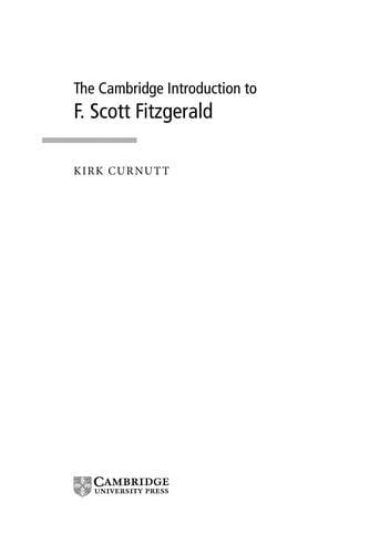 CAMBRIDGE INTRODUCTION TO F. SCOTT FITZGERALD