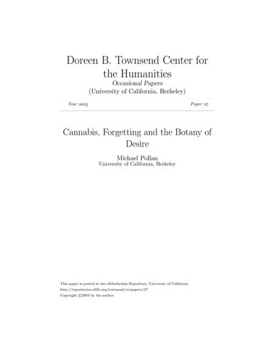 Cannabis, forgetting, and the botany of desire