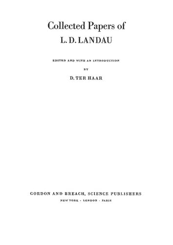 Collected papers of L. D. Landau