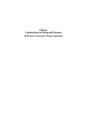 Commentary on being and essence