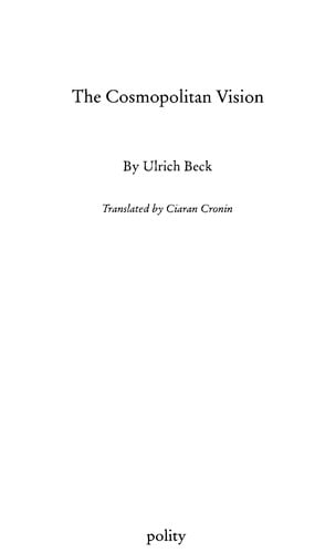 COSMOPOLITAN VISION; TRANS. BY CIARAN CRONIN