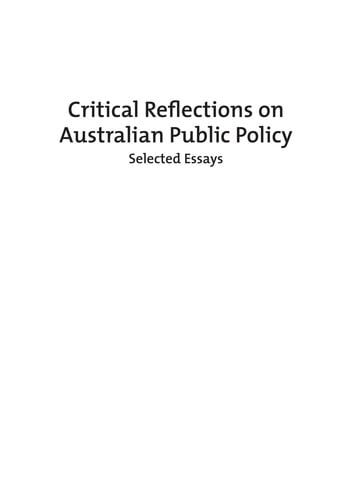 Critical reflections on Australian public policy