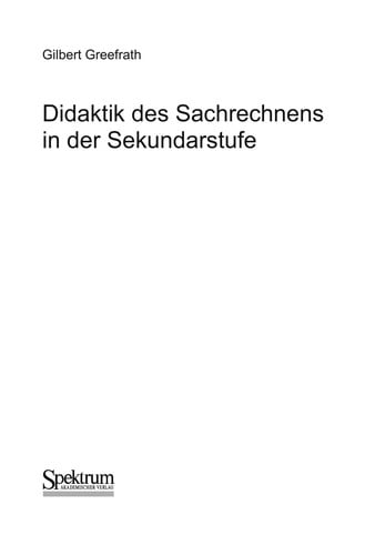 Didaktik des Sachrechnens in der Sekundarstufe