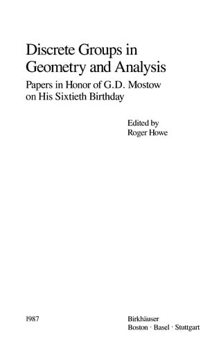 Discrete groups in geometry and analysis