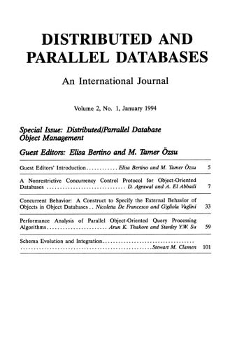 Distributed and Parallel Database Object Management