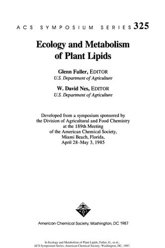 Ecology and metabolism of plant lipids