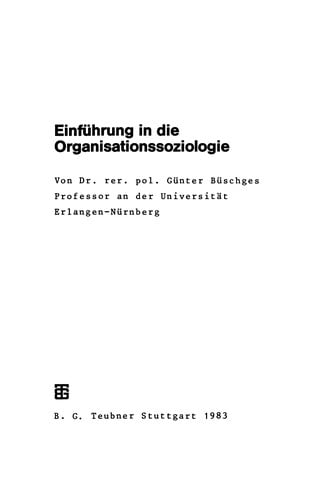 Einführung in die Organisationssoziologie