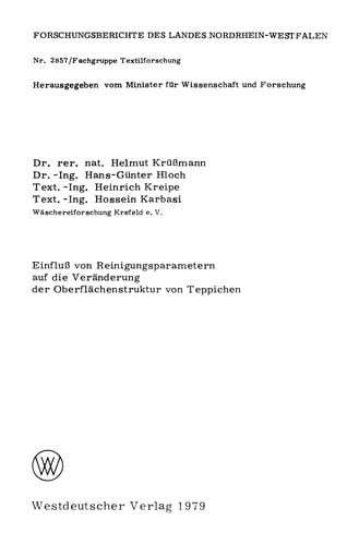 Einfluß von Reinigungsparametern auf die Veränderung der Oberflächenstruktur von Teppichen