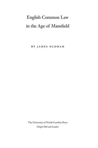 English common law in the age of Mansfield