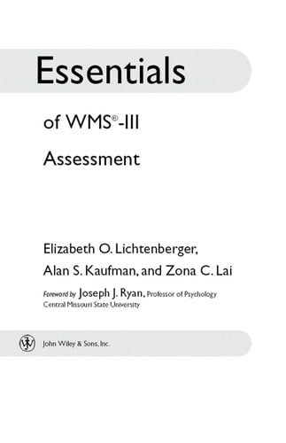 Essentials of WMS-III assessment