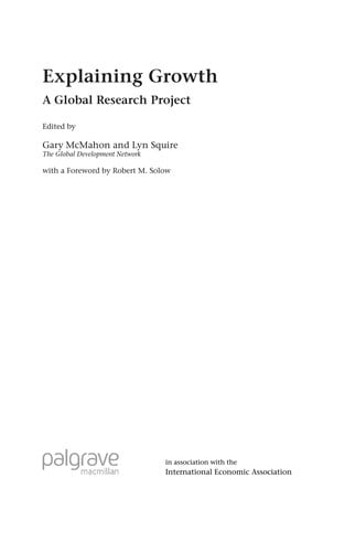 EXPLAINING GROWTH: A GLOBAL RESEARCH PROJECT; ED. BY GARY MCMAHON