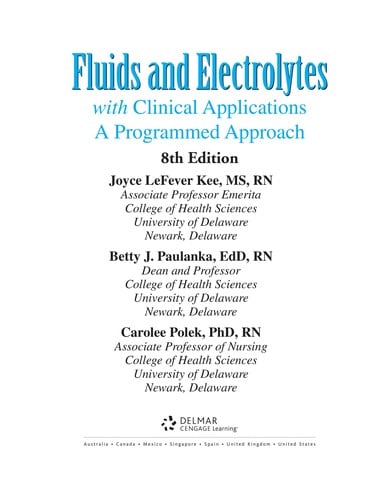 Fluids and electrolytes with clinical applications