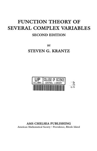 Function theory of several complex variables