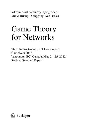 Game Theory for Networks